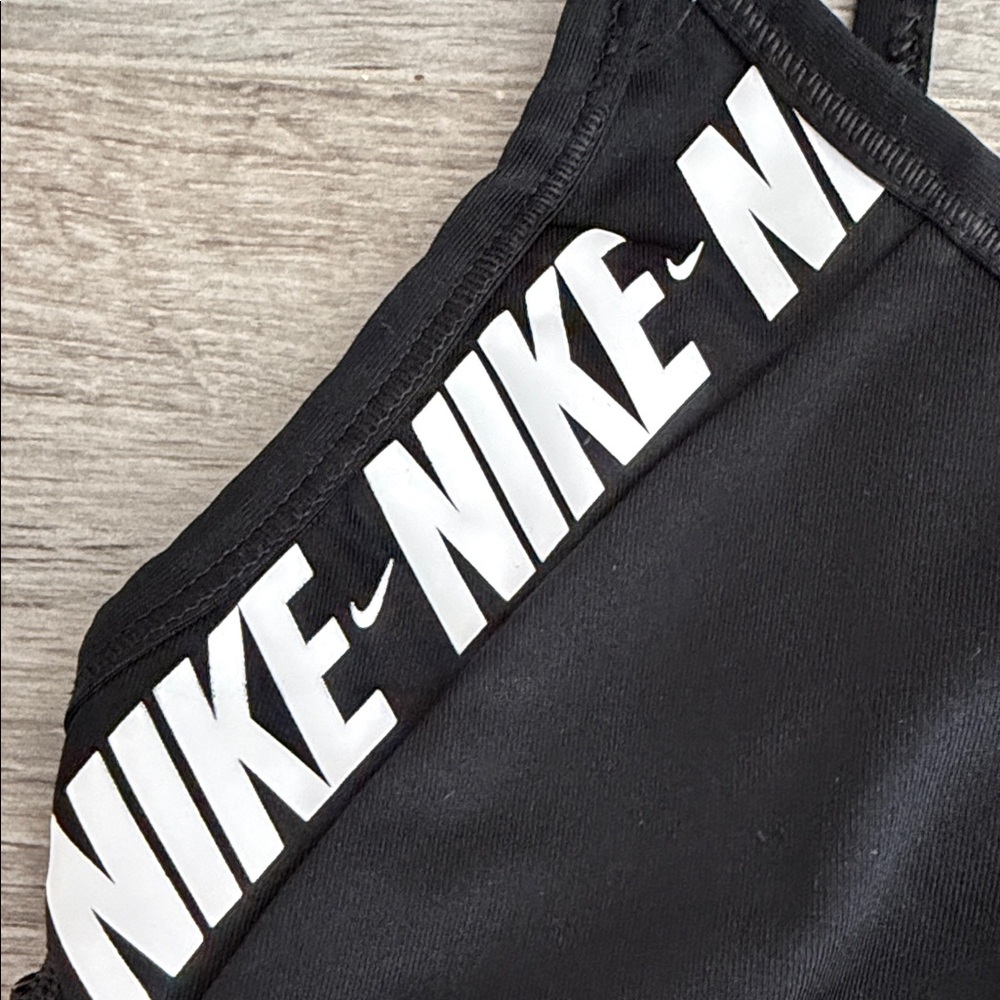 Nike Women's Black Sports Bra with White Accents - Picture 4 of 5